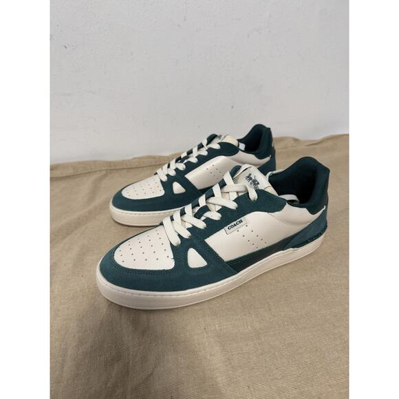 Coach Shoes Mens Size 11 Green White Low Top Retro Court Sneakers Suede Leather main image 8